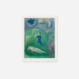 Daphnis et Lycénion (from Daphnis et Chloe) by Marc Chagall, 1961, lithograph on Arches wove paper, sold Jul 2017
