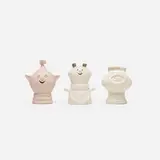 Malcolm Leland, Space Banks, set of three, 1954, glazed stoneware, brass