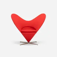 Heart Cone chair by Verner Panton, upholstery over steel, aluminum, sold Jul 2017
