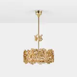 Palwa, hanging lamp, c. 1970, gold-plated brass, crystal, glass