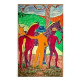 Bob Thompson, Horseman of the Queen of Sheba, 1966, pastel and crayon on paper laid on canvas