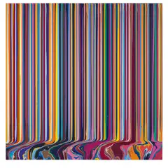 Colourcade: Pink + Black by Ian Davenport, 2014, acrylic on stainless steel mounted onto aluminum, in two parts, sold May 2026