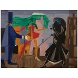 Jacob Lawrence, Two Comedians and a Dancer, 1958, tempera on hardboard