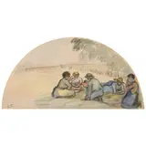 Camille Pissarro, Etude pour Le Repos des moissonneurs, circa 1891, gouache, watercolor and charcoal on paper