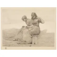 Winslow Homer, Mending the Tears (Goodrich 97), 1888, Etching on simili japon paper