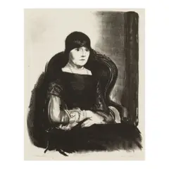 Study, Mrs. R. by George Bellows, 1923, Lithograph on thin wove paper, sold Apr 2026