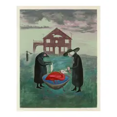 Leonora Carrington, Bird Bath, 1978, Screenprint in colors on wove paper