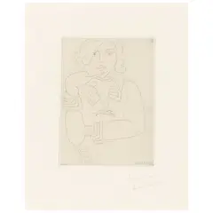 Henri Matisse, Figure au col et manchettes de dentelle (Duthuit 197), 1929, Etching on chine appliqué with Arches support