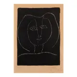 Pablo Picasso, Tête de femme stylisée fond noir (Bloch 377, Mourlot 3)