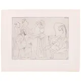 Pablo Picasso, Sculpteur, modèle et deux spectateurs (Bloch 1118, Baer 1112), 1963, Etching on wove paper with Richard de Bas watermark