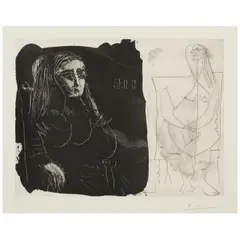 Pablo Picasso, Femme au Fauteauil et nu assis (Bloch 1127, Baer 1122), 1963, Aquatint and etching on wove paper