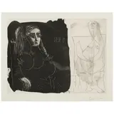 Pablo Picasso, Femme au Fauteauil et nu assis (Bloch 1127, Baer 1122), 1963, Aquatint and etching on wove paper