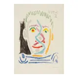 Pablo Picasso, Tête d'homme au maillot rayé (Tête) (Bloch 1164, Baer 1164), 1964, Soft-ground etching in colors on Auvergne Richard de Bas paper