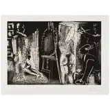 Pablo Picasso, Visiteurs dans l'atelier (Dans l'atelier)  (Bloch 1399, Baer 1472), 1966, Etching and aquatint on Rives BFK paper