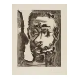 Pablo Picasso, Fumeur avec un homme (tête et profil) (Bloch 1174, Baer 1174), 1964, Soft-ground etching on Richard de Bas paper