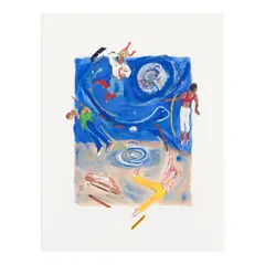 Emma Amos, Art Heaven, 2006, Digital inkjet print in colors with fabric appliqué on wove paper