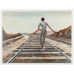 Ernie Barnes, Destination Unknown, 1979, Offset lithograph in colors on wove paper