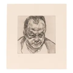 Head of Bruce Bernard (Treves 35, Hartley 26) by Lucian Freud, 1985, Etching on Arches paper, sold Apr 2026