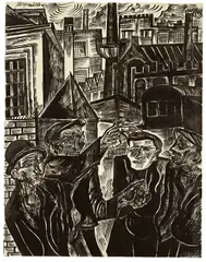 Streikposten by Conrad Felixmüller, 1921, Tuschfeder auf Papier, sold May 2008
