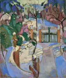 Oskar Moll, Vorgarten im Winter, 1917, Öl auf Leinwand