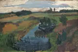 Paula Modersohn-Becker, Landschaft mit Moortümpel, 1900, Öl auf Pappe, auf Holz aufgezogen