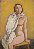 Sitzende, rechte Schulter von weißem Tuch umhüllt by Karl Hofer, 1946, Öl auf Leinwand, sold May 2008
