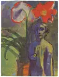 Amaryllis mit Figur by Emil Nolde, Aquarell auf Japan, sold Dec 2007