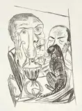 Max Beckmann, Selbstbildnis mit Katze und Lampe, 1920, Lithographie auf Bütten (Wasserzeichen: ORIGINAL HAND LINEN P & H)