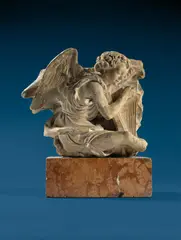 Ligier Richier, Harfe spielender Engel aus einer Geburt-Christi-Darstellung, Um 1550, Kalkstein