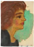 Frauenportrait im Profil nach rechts by Emil Nolde, Um 1920, Aquarell auf dünnem Japan, sold Nov 2015