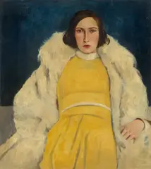 Willy Jaeckel, Dame in Gelb (Tänzerin), 1928, Öl auf Leinwand. Doubliert