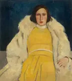 Willy Jaeckel, Dame in Gelb (Tänzerin), 1928, Öl auf Leinwand. Doubliert