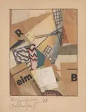 Kurt Schwitters, Merzzeichnung 48 (Windmühle), 1920, Collage, Farbstift, Aquarell auf Papier