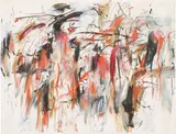 Peter Brüning, Ohne Titel, Um 1961, Öl und farbige Kreiden auf Leinwand