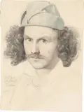 Franz Nadorp, Selbstbildnis in Rom, Um 1830, Bleistift und Aquarell auf festem Papier (Wasserzeichen: [JWha]tman)