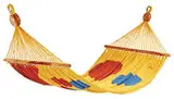 Hammock by Alexander Calder, 1975, Hand-woven in maguey fibers in colors with wood spreaders, sold May 2016
