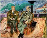 Philip Evergood, M.T. Florinsky, D.S. Mirsky and the Pidget, 1928, Oil on canvas laid down on panel