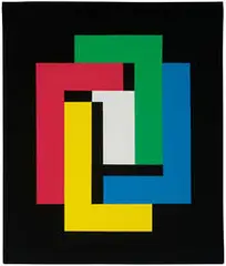 Jules Engel, Untitled; Geometric with Black Background #3, #1 (2), c. 1980, Acrylic on canvas