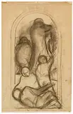 Diego Rivera, Estudio para Fresco de la Secretaria de Educacion, 1928, Charcoal on paper mounted to cardstock