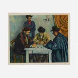 Jacques Villon, Les joueurs des cartes, 1929, etching and aquatint in colors