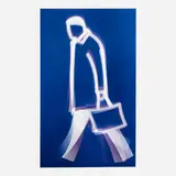 Leather Bag (from the Old Street Walkers series) by Julian Opie, 2022, color-changing lenticular print mounted to white acrylic, sold Jun 2023