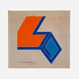 Frank Stella, Preliminary Drawing (Eccentric Shaped Canvas No. 4), 1966, gouache, graphite and colored pencil on graph paper