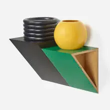 Haim Steinbach, together naturally V1, 1986, plastic laminated wood shelf, ceramic vase