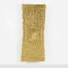 Olga De Amaral, Estela 56, 2015, gold leaf and gesso on linen