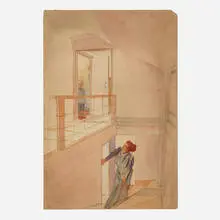 Edward Penfield, Oliver and Jennie, c. 1910, watercolor on paperboard