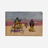 Edward Penfield, Spanish Men with Sheep and a Donkey