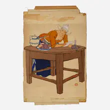 Edward Penfield, Dutch Girl, c. 1910, gouache and watercolor on paper laid to board