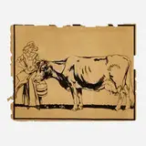 Edward Penfield, Woman with Cow, ink and pastel on paper