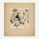Edward Penfield, Three People in a Train Car, ink on paperboard