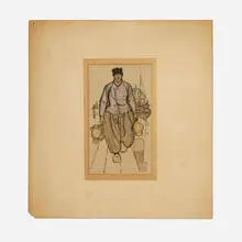 Edward Penfield, Study for Nico, c. 1910, watercolor and pastel on paper laid to board